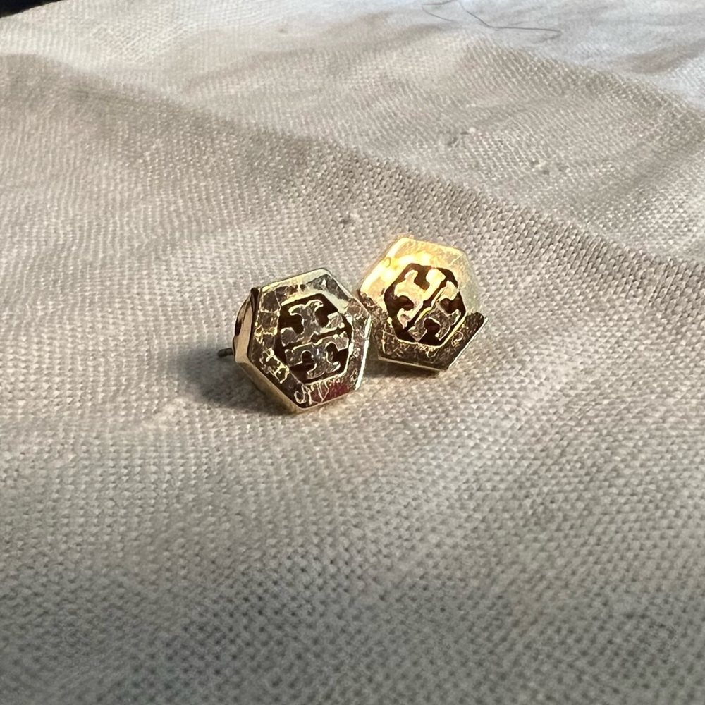 Tory Burch Gold Logo Stud Earrings